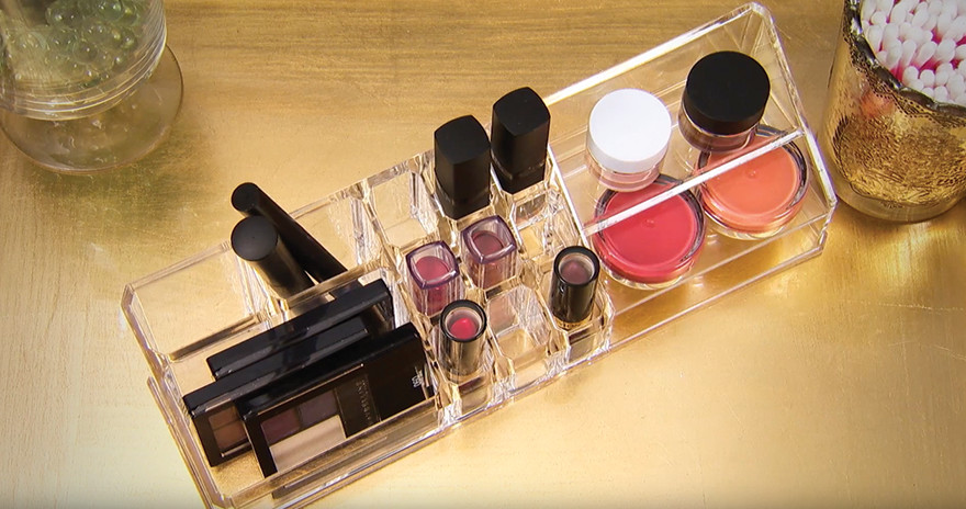 fill up your acrylic organizer with makeup products